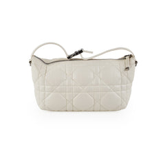Christian Dior Calskin Macrocannage Medium Travel Nomad Pouch Cream