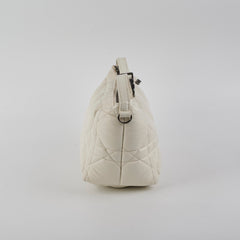 Christian Dior Calskin Macrocannage Medium Travel Nomad Pouch Cream