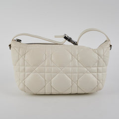 Christian Dior Calskin Macrocannage Medium Travel Nomad Pouch Cream