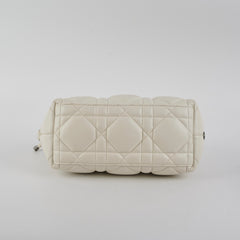 Christian Dior Calskin Macrocannage Medium Travel Nomad Pouch Cream