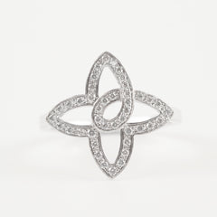 Louis Vuitton 18k White Gold Fleur Ring Size 54