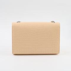 Saint Laurent Sunset Tassel Small Beige Croc Emboss