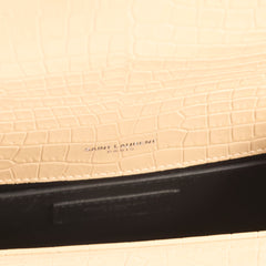 Saint Laurent Sunset Tassel Small Beige Croc Emboss