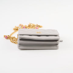 Chanel Mini Gem Wallet On Chain Grey Lambskin