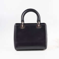 Christian Dior Smooth Calfskin Embroidered Crystal Lady Dior Bag Black