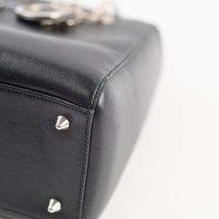 Christian Dior Smooth Calfskin Embroidered Crystal Lady Dior Bag Black