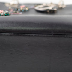 Christian Dior Smooth Calfskin Embroidered Crystal Lady Dior Bag Black