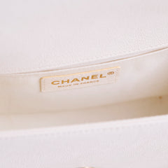 Chanel Old Medium Boy Chevron White Caviar - Series 29