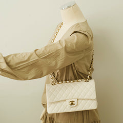 Chanel Classic Flap Medium/Large M/L Caviar White - 2023