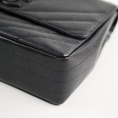 Chanel Vintage Jumbo Single Flap Diagonal Quilted Caviar Black