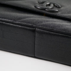 Chanel Vintage Jumbo Single Flap Diagonal Quilted Caviar Black