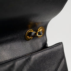 Chanel Vintage Jumbo Single Flap Diagonal Quilted Caviar Black
