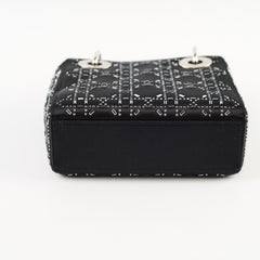 Christian Dior Mini Lady Dior Satin with Crystal Embellishment Black