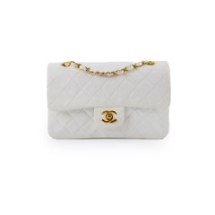Chanel 24k Vintage Small Classic Flap Lambskin White