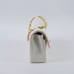 Chanel 24k Vintage Small Classic Flap Lambskin White