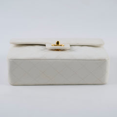 Chanel 24k Vintage Small Classic Flap Lambskin White