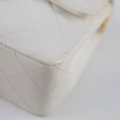 Chanel 24k Vintage Small Classic Flap Lambskin White
