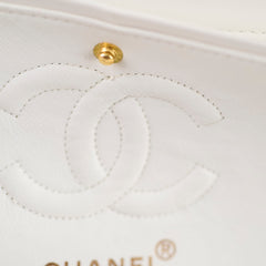 Chanel 24k Vintage Small Classic Flap Lambskin White