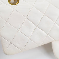 Chanel 24k Vintage Small Classic Flap Lambskin White