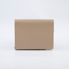 Saint Laurent Cassandra Chain Wallet Grain de Poudre Beige