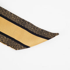 Christian Dior Mizza Mitzah Scarf Beige and Black Silk Twilly