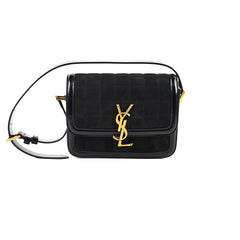 Saint Laurent Solferino Small Suede/Patent Black