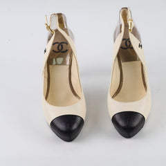 Chanel Sling Back High Heel Size 37 Cream