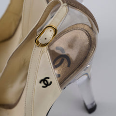 Chanel Sling Back High Heel Size 37 Cream
