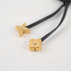 Louis Vuitton Very Bag Charm Key Holder Gold with Black Leather