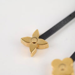 Louis Vuitton Very Bag Charm Key Holder Gold with Black Leather