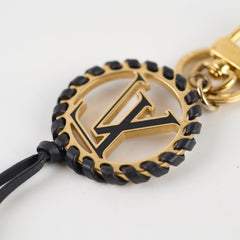 Louis Vuitton Very Bag Charm Key Holder Gold with Black Leather