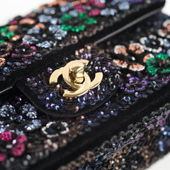Chanel 23K Floral Sequins Mini Rectangular Black (Microchipped)