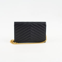 Saint Laurent Cassandre Envelope Wallet on Chain Black
