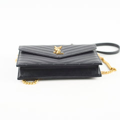 Saint Laurent Cassandre Envelope Wallet on Chain Black