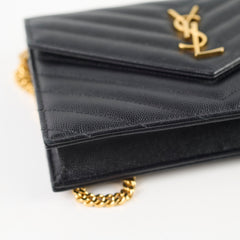 Saint Laurent Cassandre Envelope Wallet on Chain Black