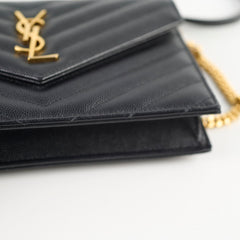 Saint Laurent Cassandre Envelope Wallet on Chain Black