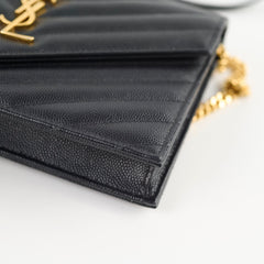 Saint Laurent Cassandre Envelope Wallet on Chain Black