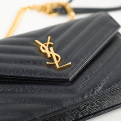 Saint Laurent Cassandre Envelope Wallet on Chain Black