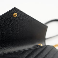 Saint Laurent Cassandre Envelope Wallet on Chain Black