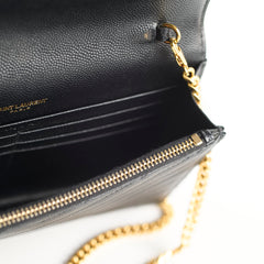 Saint Laurent Cassandre Envelope Wallet on Chain Black