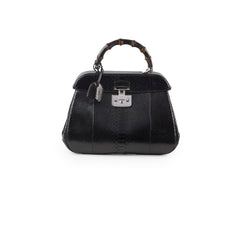 Gucci Snakeskin Large Top Handle Bag Black