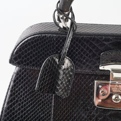 Gucci Snakeskin Large Top Handle Bag Black