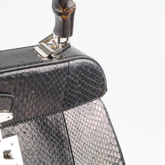 Gucci Snakeskin Large Top Handle Bag Black