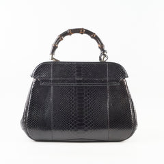 Gucci Snakeskin Large Top Handle Bag Black