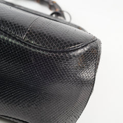 Gucci Snakeskin Large Top Handle Bag Black