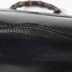 Gucci Snakeskin Large Top Handle Bag Black