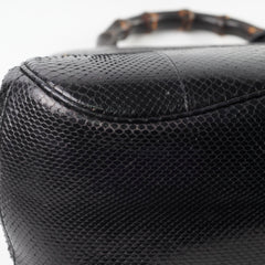 Gucci Snakeskin Large Top Handle Bag Black
