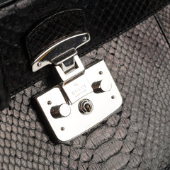 Gucci Snakeskin Large Top Handle Bag Black