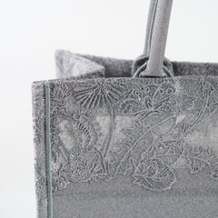 Christian Dior Medium Lace Embroidered Book Tote Grey