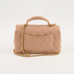 Chanel Mini Rectangular Top Handle Flap Beige